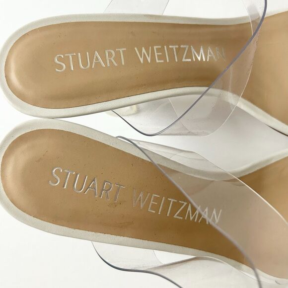 Stuart Weitzman Kristal Clear Heel Sandals in White Size 6.5 - Picture 5 of 8